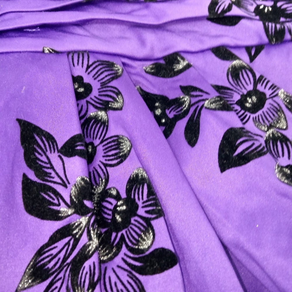 Purple floral strapless dress tie back